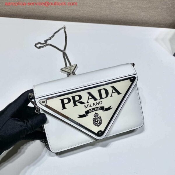 Replica Prada 1BH189 Brushed leather shoulder bag White 4