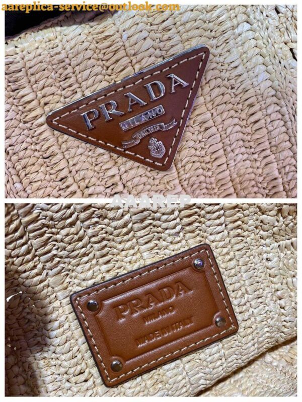 Replica Prada Raffia and Leather Bag 1BC126 3