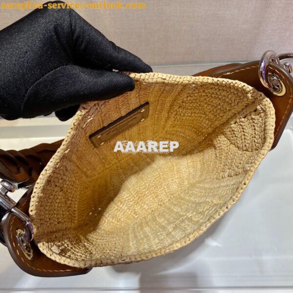 Replica Prada Raffia and Leather Bag 1BC126 7