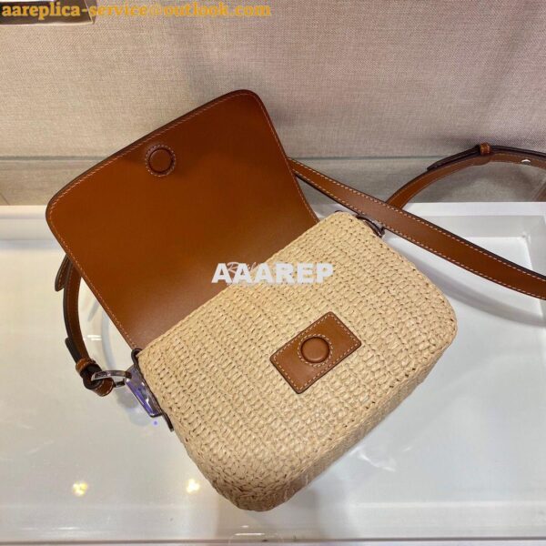 Replica Prada Raffia and Leather Shoulder Bag 1BD243 6