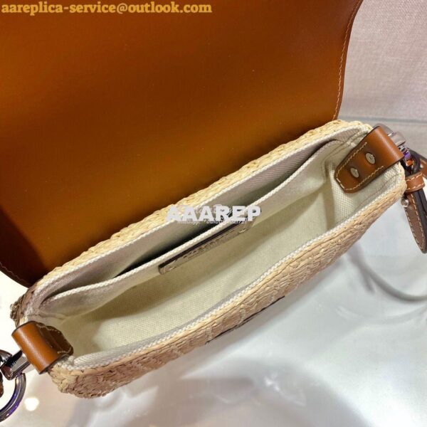 Replica Prada Raffia and Leather Shoulder Bag 1BD243 7