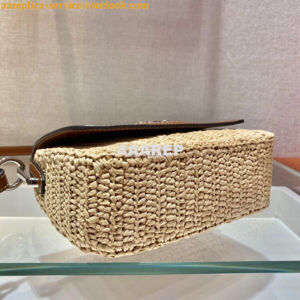 Replica Prada Raffia and Leather Shoulder Bag 1BD243 9