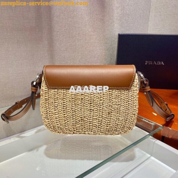 Replica Prada Raffia and Leather Shoulder Bag 1BD243 10