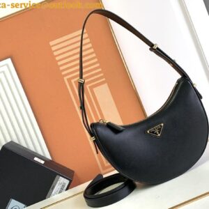 Replica Prada Arque Shoulder Bag in Black Leather 2