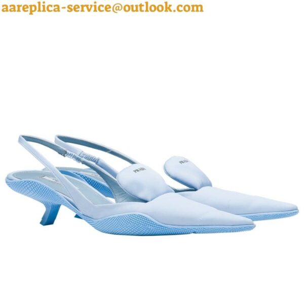 Replica Prada Gabardine Slingback Pumps In Light Blue Nylon 2