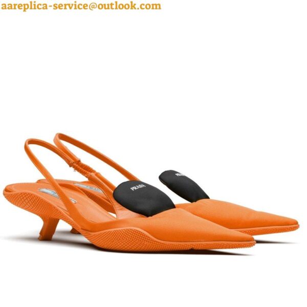 Replica Prada Gabardine Slingback Pumps In Orange Nylon 3