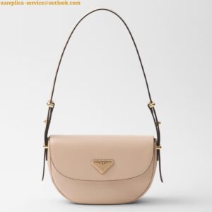 Replica Prada Arque Shoulder Bag with Flap in Beige Leather 2