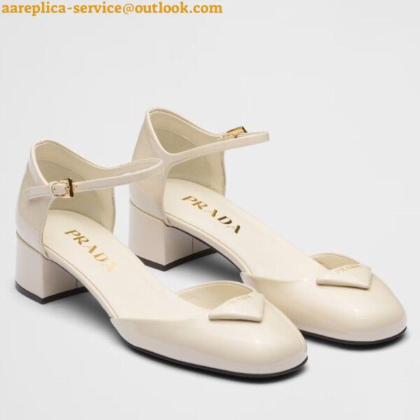 Replica Prada Pumps 35mm in White Patent Leather 3