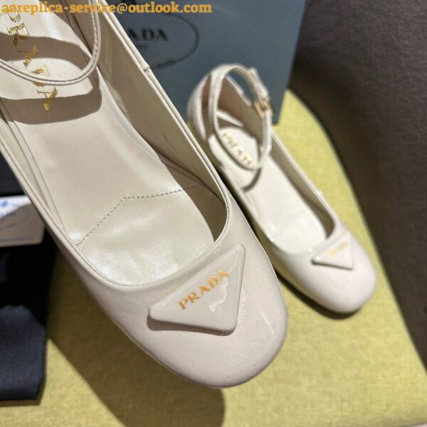 Replica Prada Pumps 35mm in White Patent Leather 6