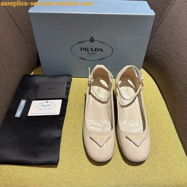 Replica Prada Pumps 35mm in White Patent Leather 10