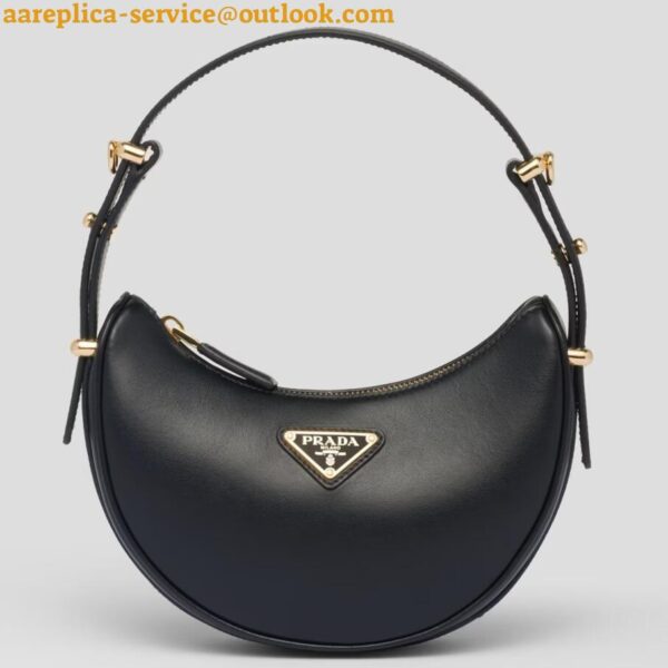 Replica Prada Arque Shoulder Bag with Flap in Black Leather 4