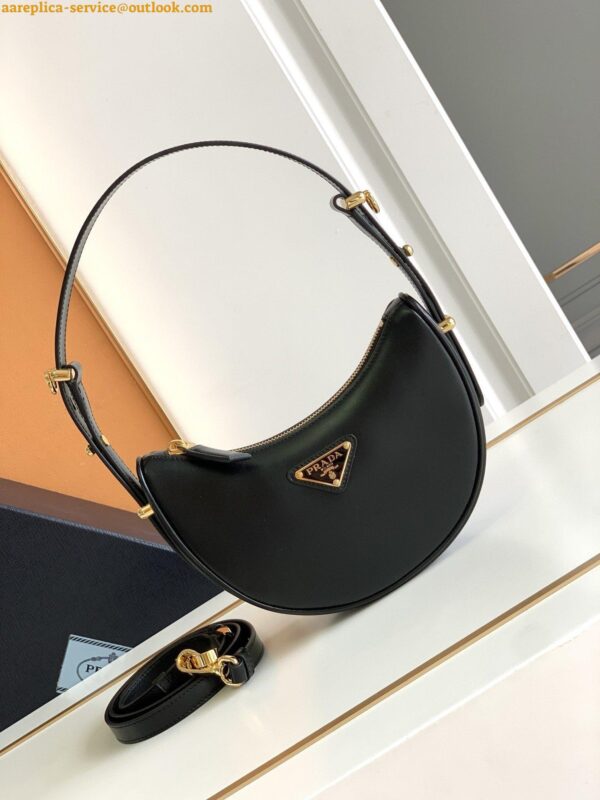 Replica Prada Arque Shoulder Bag with Flap in Black Leather 5