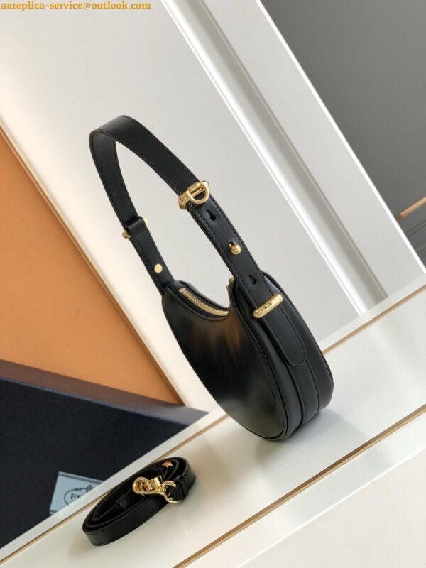 Replica Prada Arque Shoulder Bag with Flap in Black Leather 6