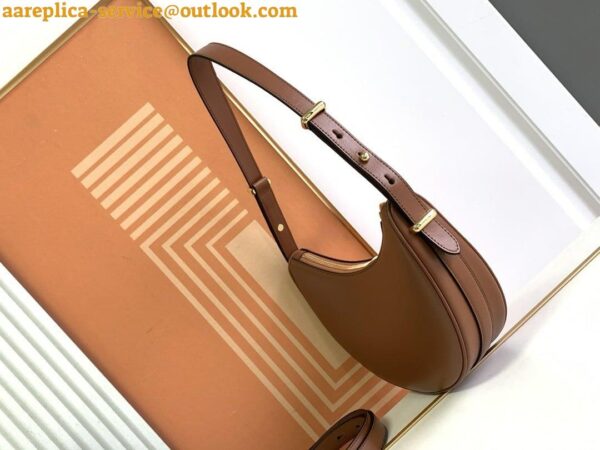 Replica Prada Arque Shoulder Bag with Flap in Brown Leather 5