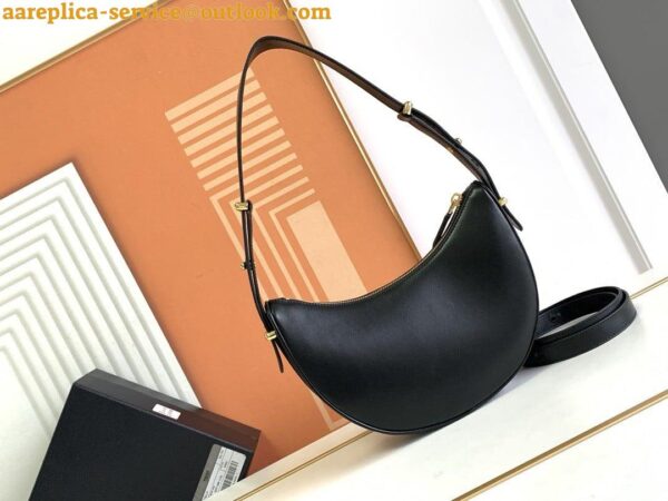 Replica Prada Arque Shoulder Bag with Flap in Black Leather 16