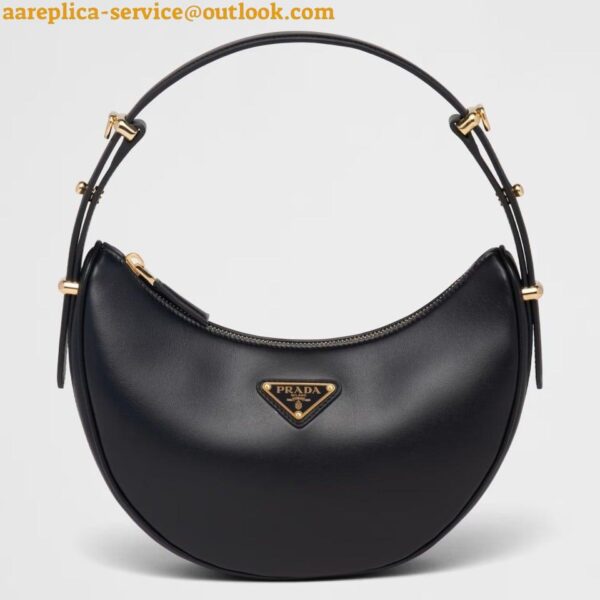 Replica Prada Arque Shoulder Bag with Flap in Black Leather 19