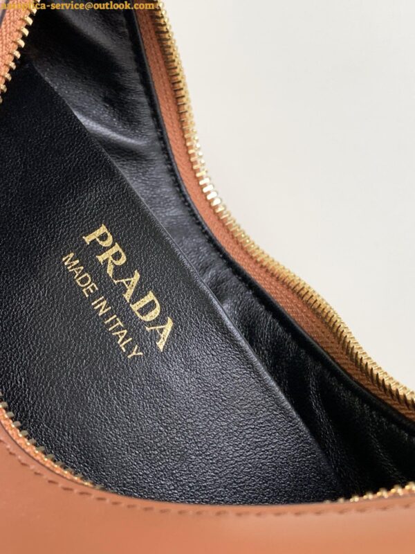 Replica Prada Arque Shoulder Bag with Flap in Brown Leather 11