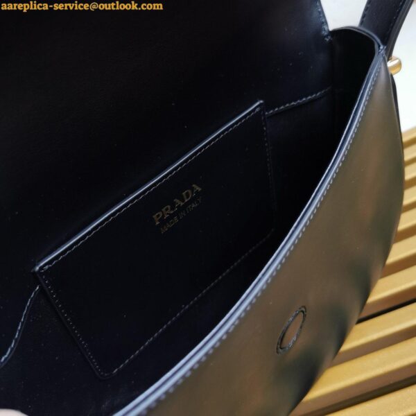 Replica Prada Arque Shoulder Bag with Flap in Black Leather 25