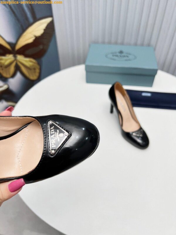 Replica Prada Pumps 85mm In Black Patent Leather 10