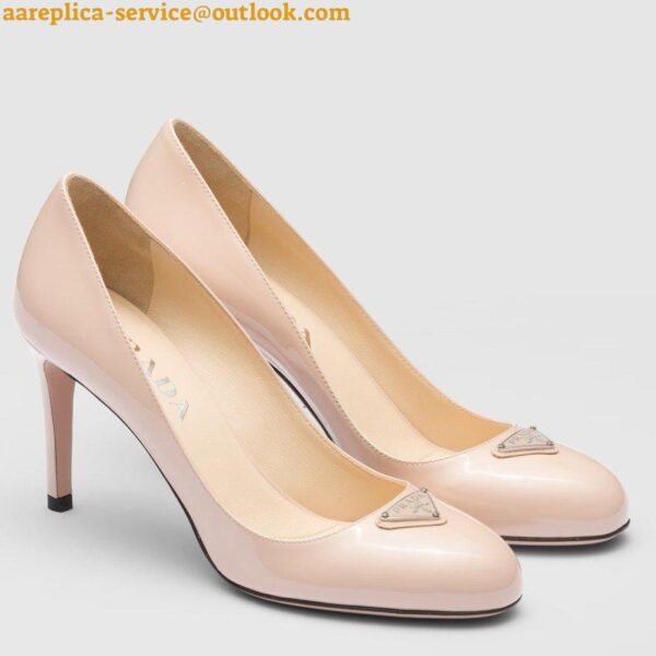 Replica Prada Pumps 85mm In Powder Pink Patent Leather 3