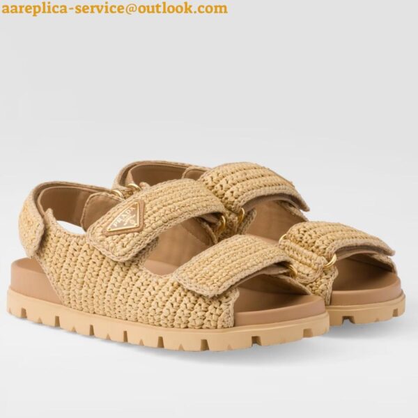 Replica Prada Women's Crochet Sandals in Natural Raffia 2