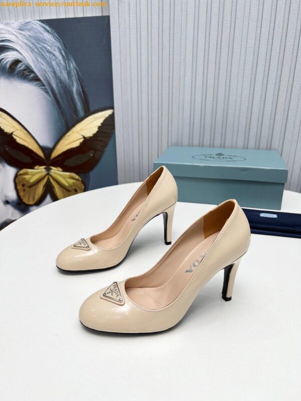 Replica Prada Pumps 85mm In Powder Pink Patent Leather 8