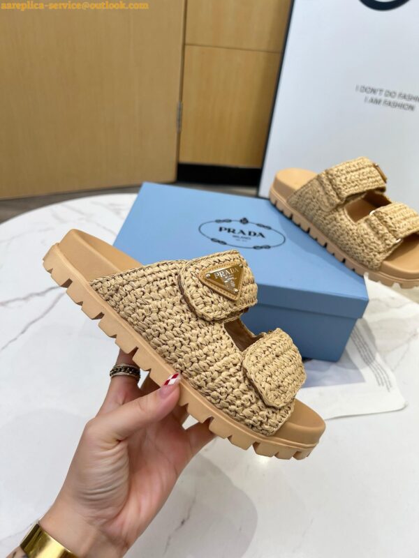 Replica Prada Women's Crochet Sandals in Natural Raffia 8