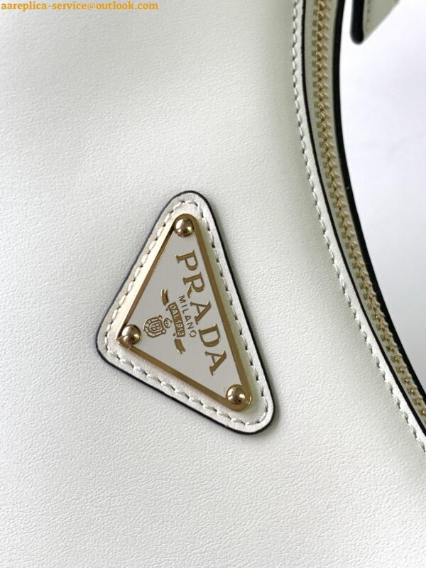 Replica Prada Arque Shoulder Bag with Flap in White Leather 20