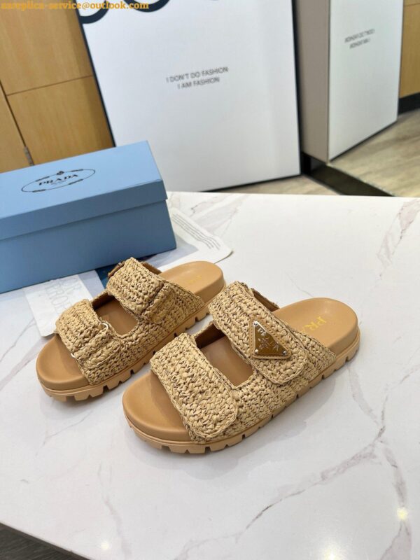 Replica Prada Women's Crochet Sandals in Natural Raffia 9