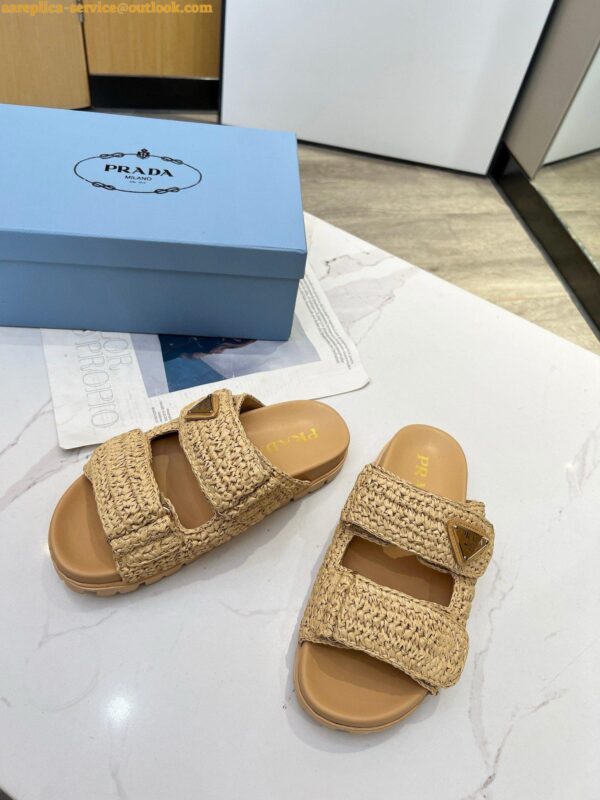 Replica Prada Women's Crochet Sandals in Natural Raffia 10