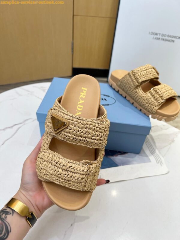 Replica Prada Women's Crochet Sandals in Natural Raffia 11