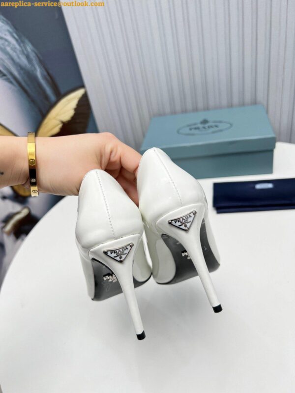 Replica Prada Pumps 95mm in White Patent Leather 6