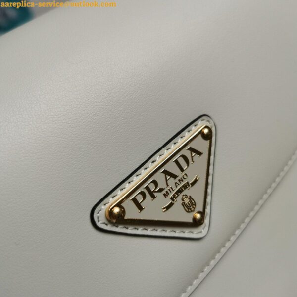 Replica Prada Arque Shoulder Bag with Flap in White Leather 26