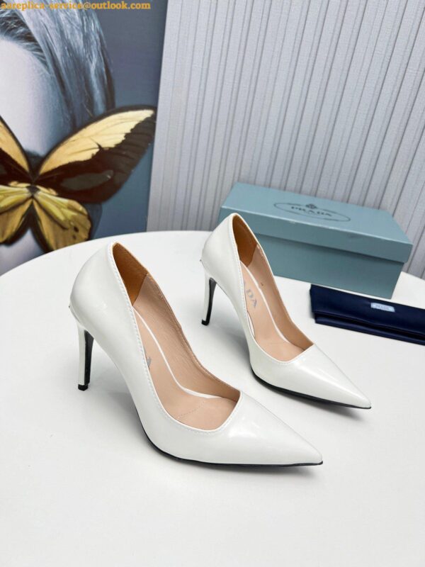 Replica Prada Pumps 95mm in White Patent Leather 7