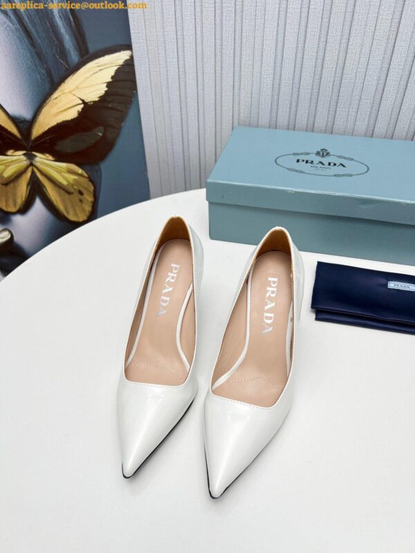 Replica Prada Pumps 95mm in White Patent Leather 9