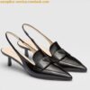 Replica Prada Slingback Pumps 45mm in Powder Brushed Leather 2