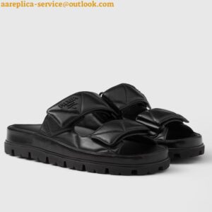 Replica Prada Women's Sandals in Black Padded Nappa Leather