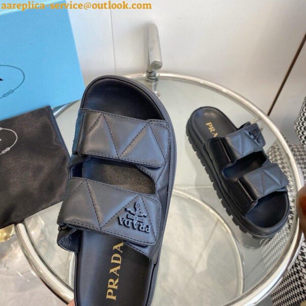 Replica Prada Women's Sandals in Black Padded Nappa Leather 9