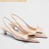 Replica Prada Slingback Pumps 45mm in White Patent Calfskin 2