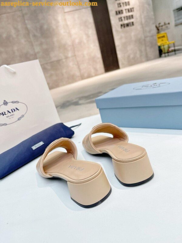 Replica Prada Women's Slides Sandals 35mm in Beige Nappa Leather 13