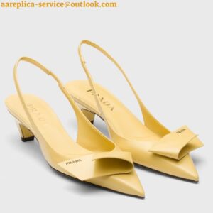 Replica Prada Slingback Pumps 45mm in Yellow Brushed Leather