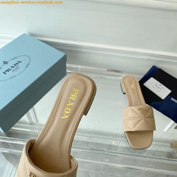 Replica Prada Women's Slides Sandals 35mm in Beige Nappa Leather 22