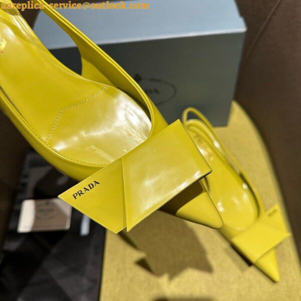 Replica Prada Slingback Pumps 45mm in Yellow Brushed Leather 3