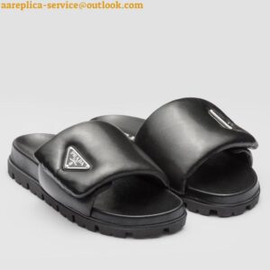 Replica Prada Slides In Black Soft Padded Nappa Leather 2