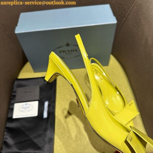 Replica Prada Slingback Pumps 45mm in Yellow Brushed Leather 4