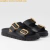 Replica Prada Women's Strap Slides Sandals in Black Calfskin 2