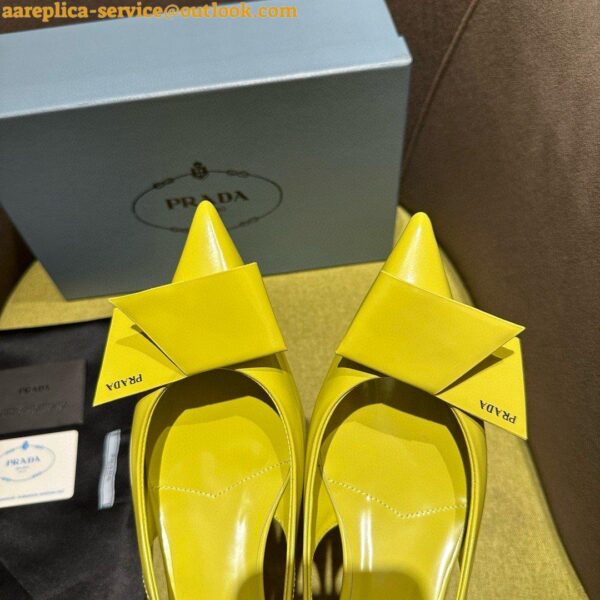 Replica Prada Slingback Pumps 45mm in Yellow Brushed Leather 6