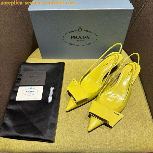 Replica Prada Slingback Pumps 45mm in Yellow Brushed Leather 8