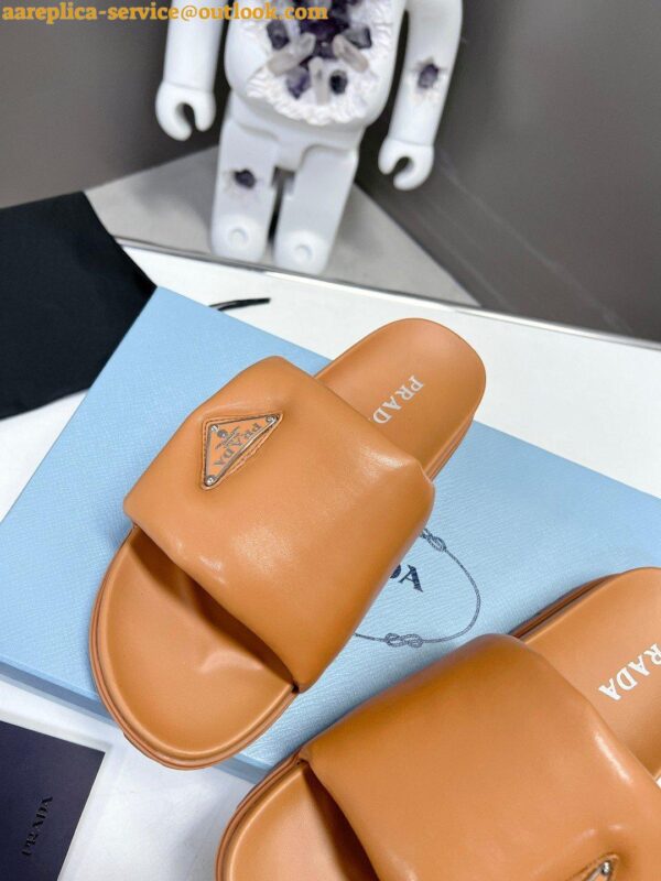 Replica Prada Slides In Brown Soft Padded Nappa Leather 8