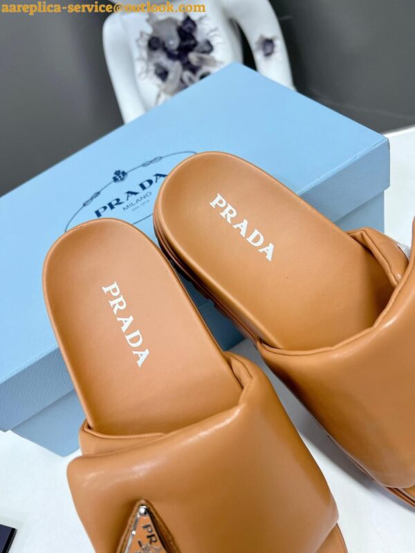 Replica Prada Slides In Brown Soft Padded Nappa Leather 10